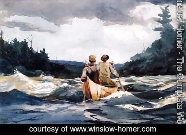 Winslow Homer - Canoe in the Rapids