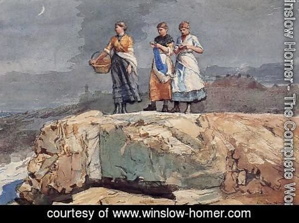 Winslow Homer - Where are the Boats? (or On the Cliffs)