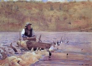 Winslow Homer - Man in a Punt, Fishing