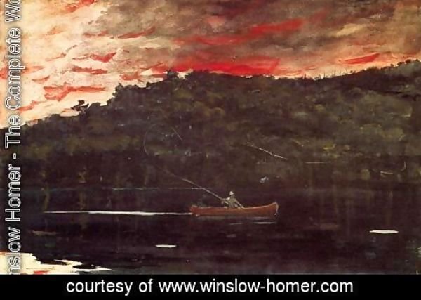 Winslow Homer - Sunrise, Fishing in the Adirondacks