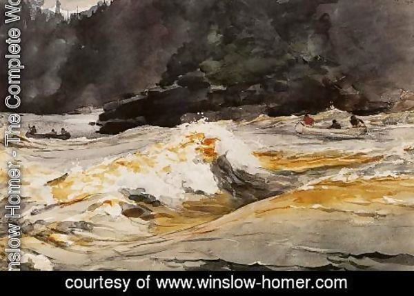 Winslow Homer - Canoes in Rapids, Saguenay River