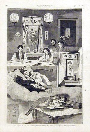 The Chinese in New York, scene in a Baxter Street Clubhouse