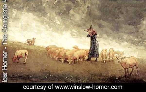 Winslow Homer - Shepherdess Tending Sheep