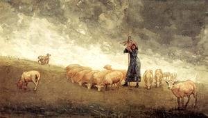 Winslow Homer - Shepherdess Tending Sheep
