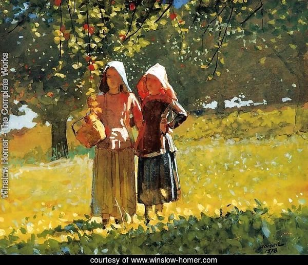 Apple Picking (or Two Girls in sunbonnets or in the Orchard)