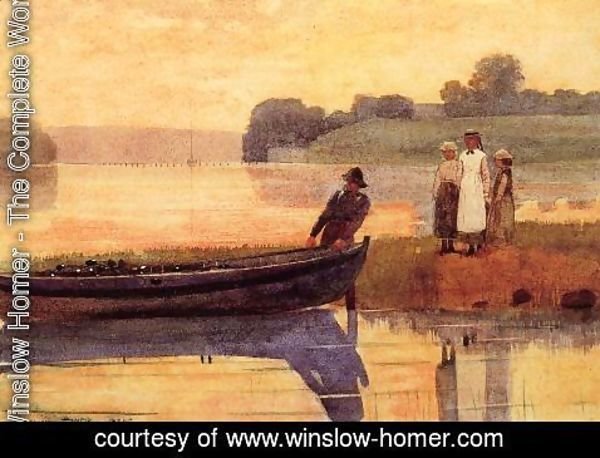 Winslow Homer - Sunset: Beaching the Boat